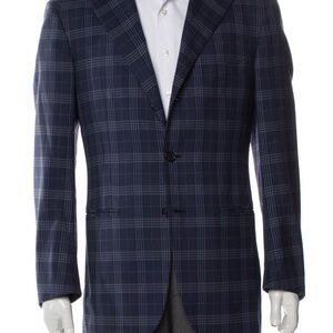 Isaia Dark Blue Checkered Blazer plaid sports coat 38